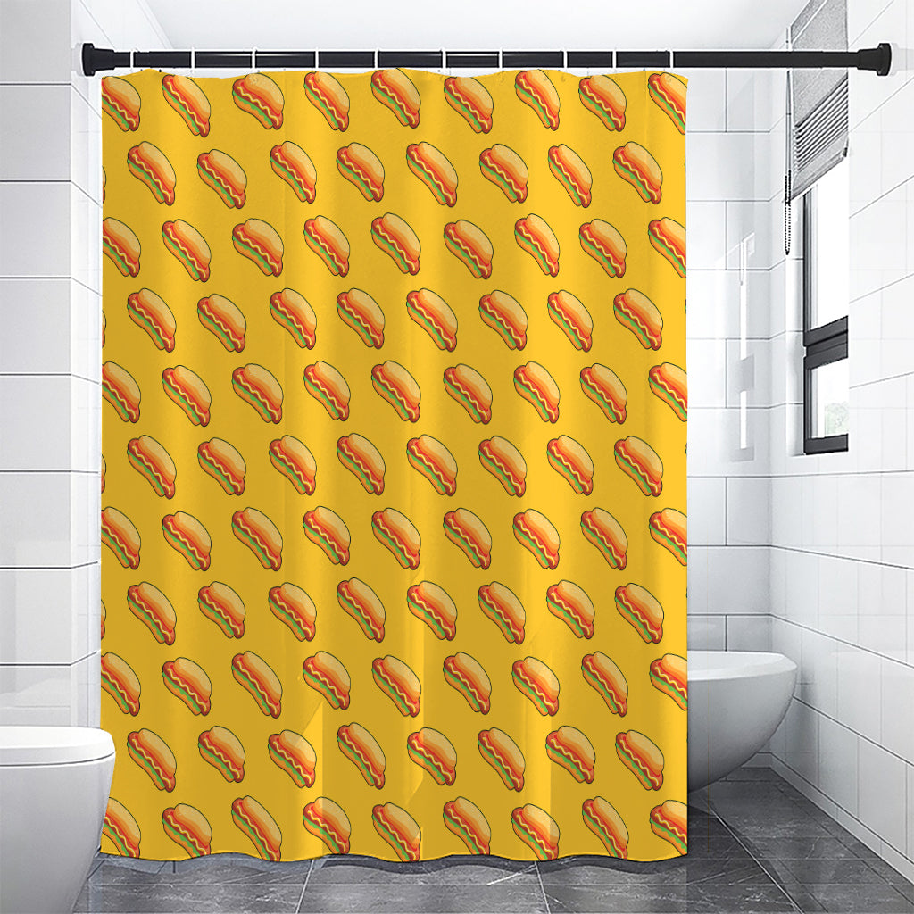 Colorful Hot Dog Pattern Print Premium Shower Curtain