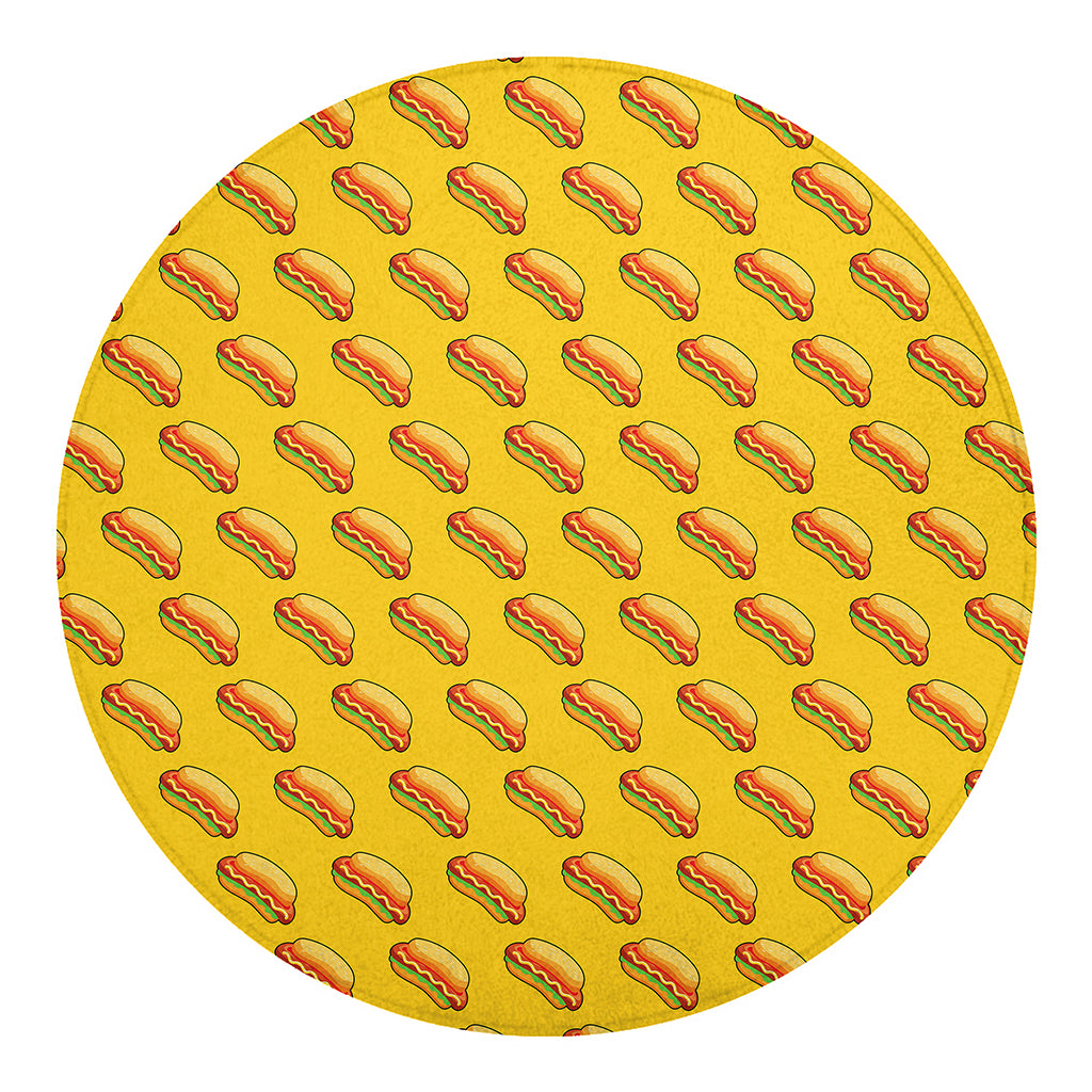 Colorful Hot Dog Pattern Print Round Blanket