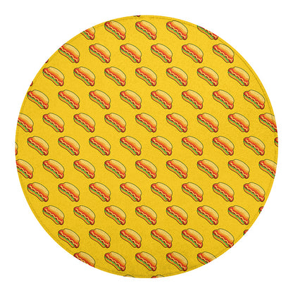 Colorful Hot Dog Pattern Print Round Blanket