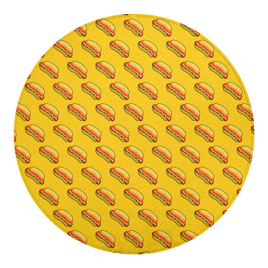 Colorful Hot Dog Pattern Print Round Blanket