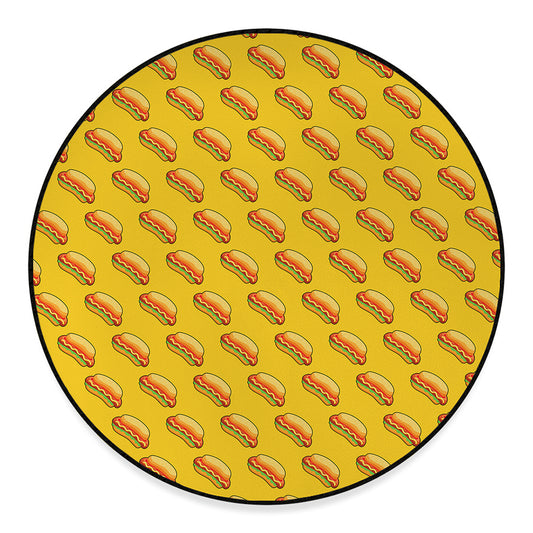 Colorful Hot Dog Pattern Print Round Floor Mat