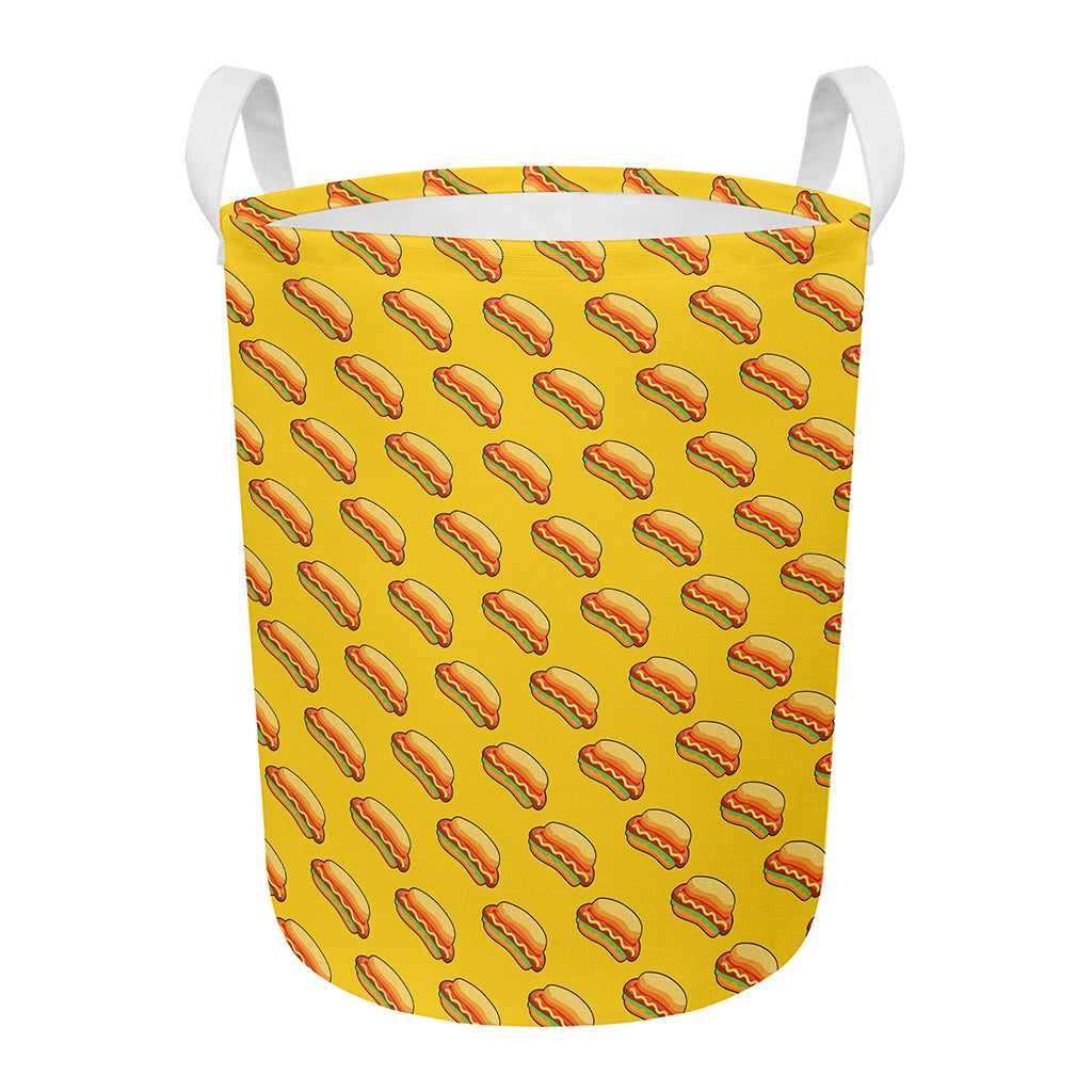 Colorful Hot Dog Pattern Print Round Laundry Basket