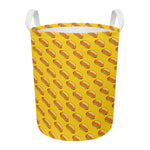 Colorful Hot Dog Pattern Print Round Laundry Basket