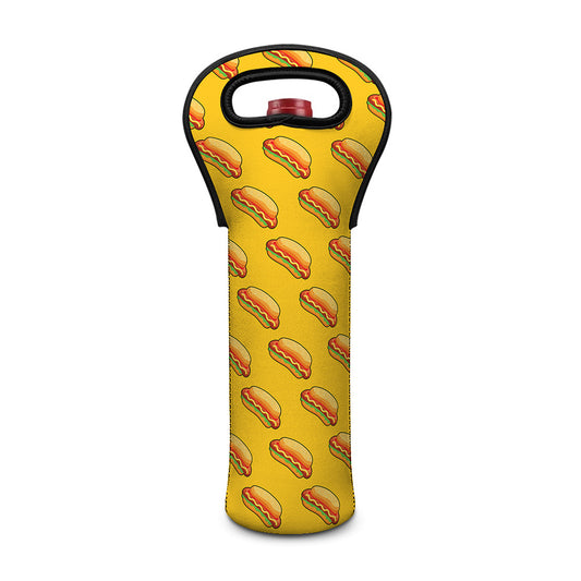 Colorful Hot Dog Pattern Print Single Neoprene Wine Tote