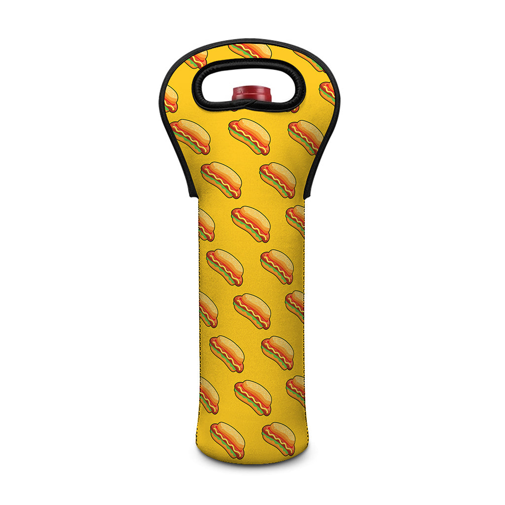 Colorful Hot Dog Pattern Print Single Neoprene Wine Tote