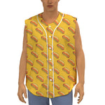 Colorful Hot Dog Pattern Print Sleeveless Baseball Jersey