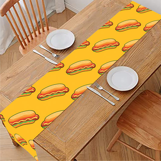 Colorful Hot Dog Pattern Print Table Runner