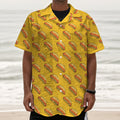 Colorful Hot Dog Pattern Print Textured Short Sleeve Shirt