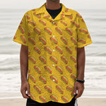Colorful Hot Dog Pattern Print Textured Short Sleeve Shirt