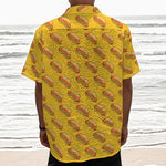 Colorful Hot Dog Pattern Print Textured Short Sleeve Shirt