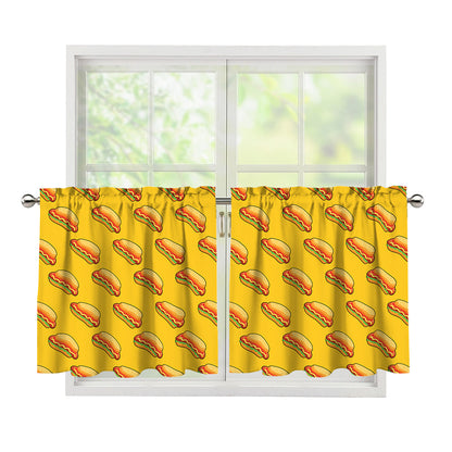Colorful Hot Dog Pattern Print Tier Curtains