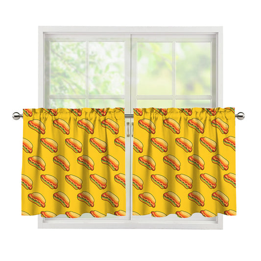 Colorful Hot Dog Pattern Print Tier Curtains