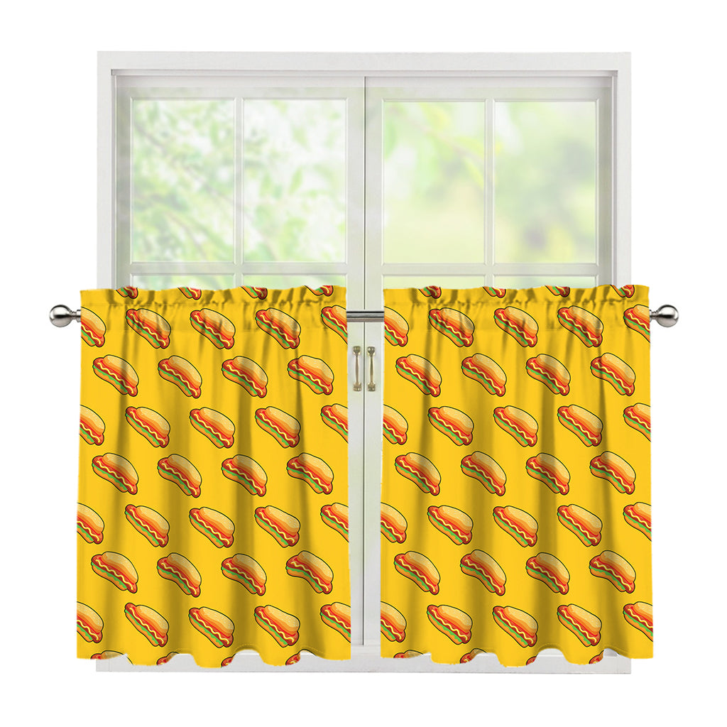 Colorful Hot Dog Pattern Print Tier Curtains