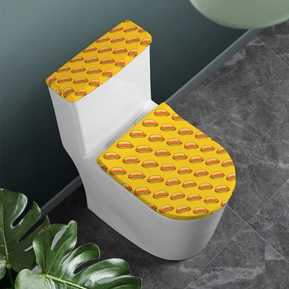 Colorful Hot Dog Pattern Print Toilet Lid And Tank Cover Set