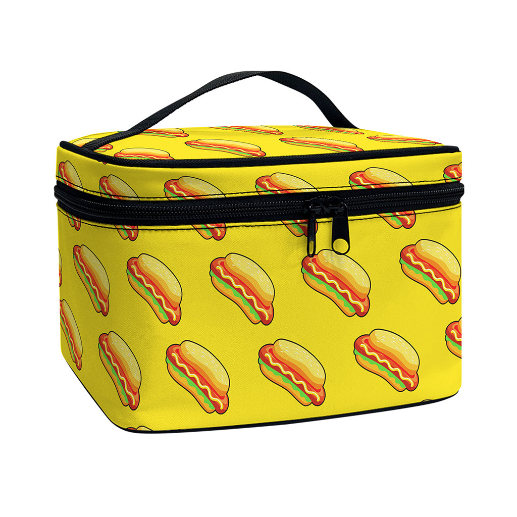 Colorful Hot Dog Pattern Print Travel Makeup Bag