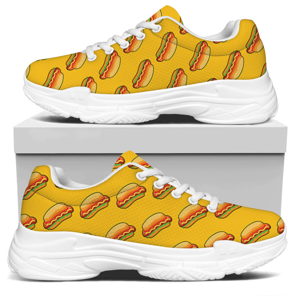 Colorful Hot Dog Pattern Print White Chunky Shoes