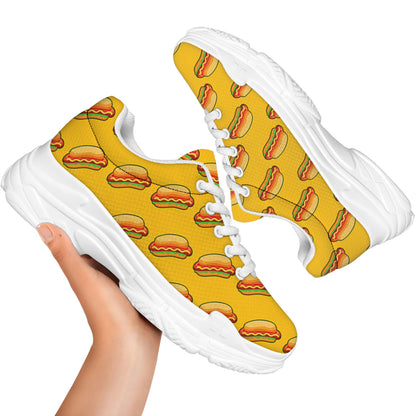 Colorful Hot Dog Pattern Print White Chunky Shoes