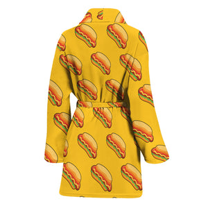 Colorful Hot Dog Pattern Print Women's Bathrobe