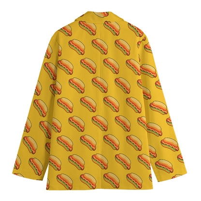 Colorful Hot Dog Pattern Print Women's Blazer