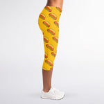 Colorful Hot Dog Pattern Print Women's Capri Leggings