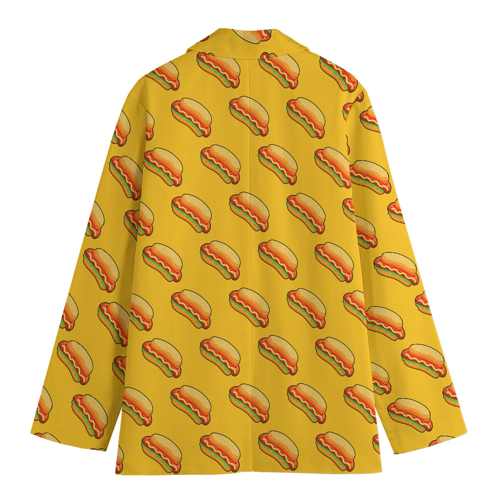 Colorful Hot Dog Pattern Print Women's Cotton Blazer