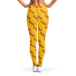 Colorful Hot Dog Pattern Print Women's Leggings