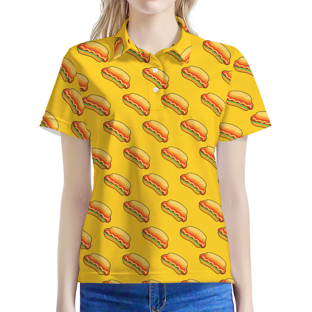 Colorful Hot Dog Pattern Print Women's Polo Shirt