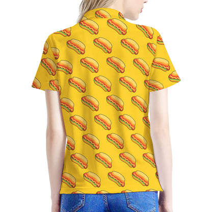 Colorful Hot Dog Pattern Print Women's Polo Shirt