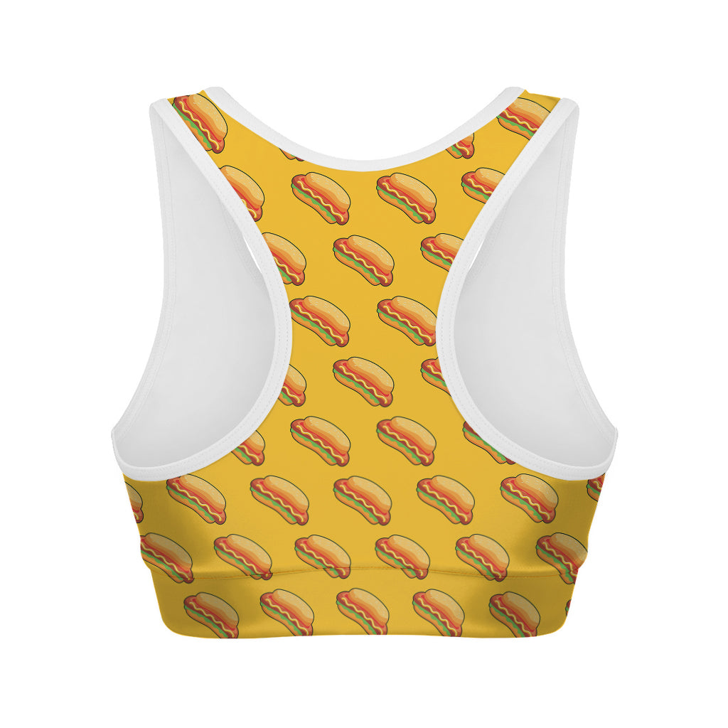 Colorful Hot Dog Pattern Print Women's Sports Bra