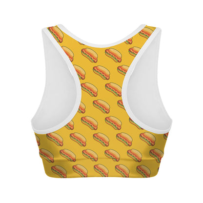 Colorful Hot Dog Pattern Print Women's Sports Bra