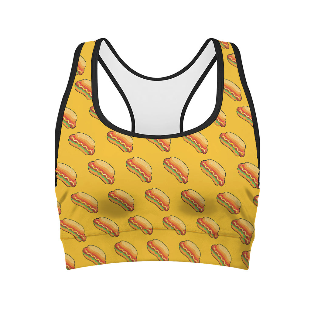 Colorful Hot Dog Pattern Print Women's Sports Bra