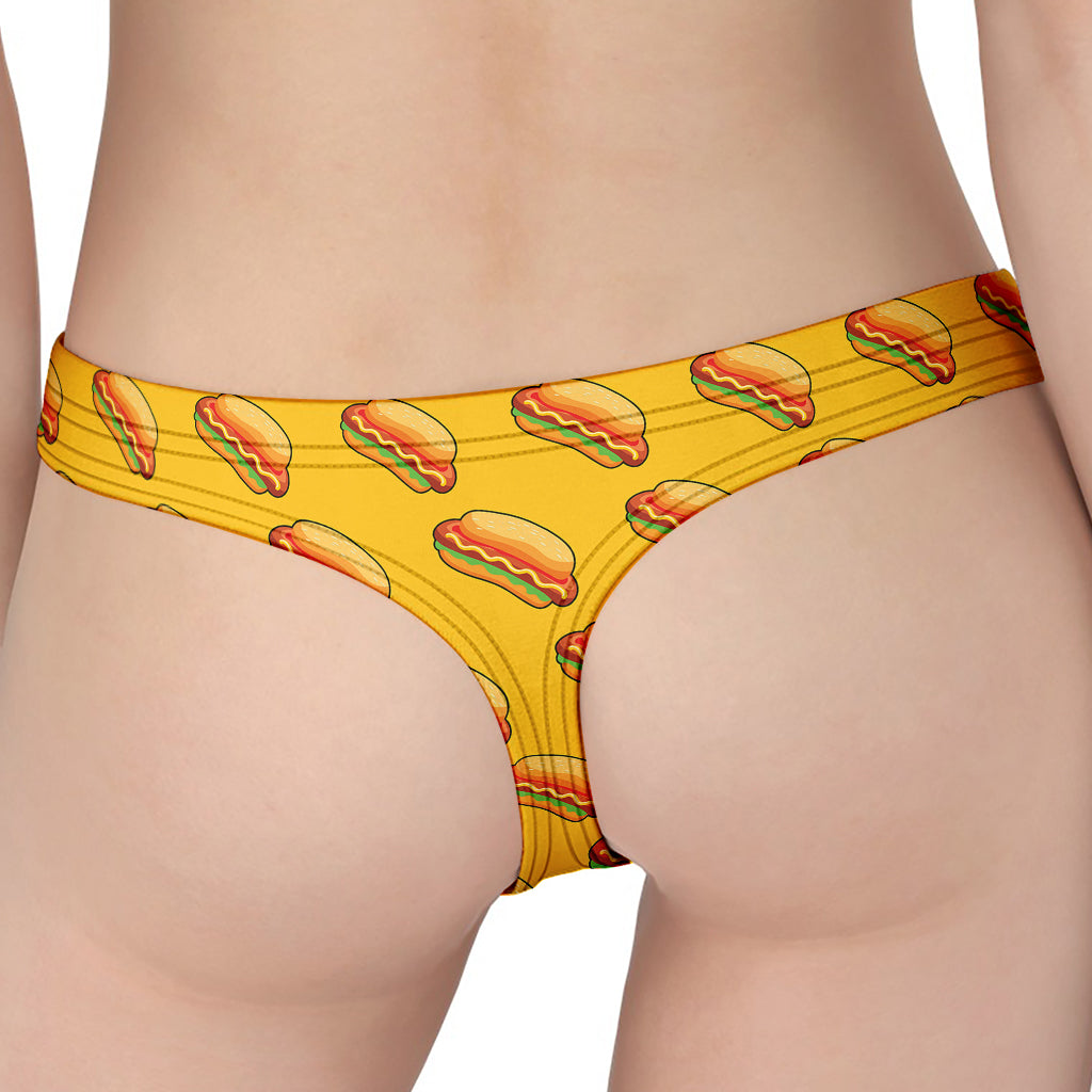 Colorful Hot Dog Pattern Print Women's Thong