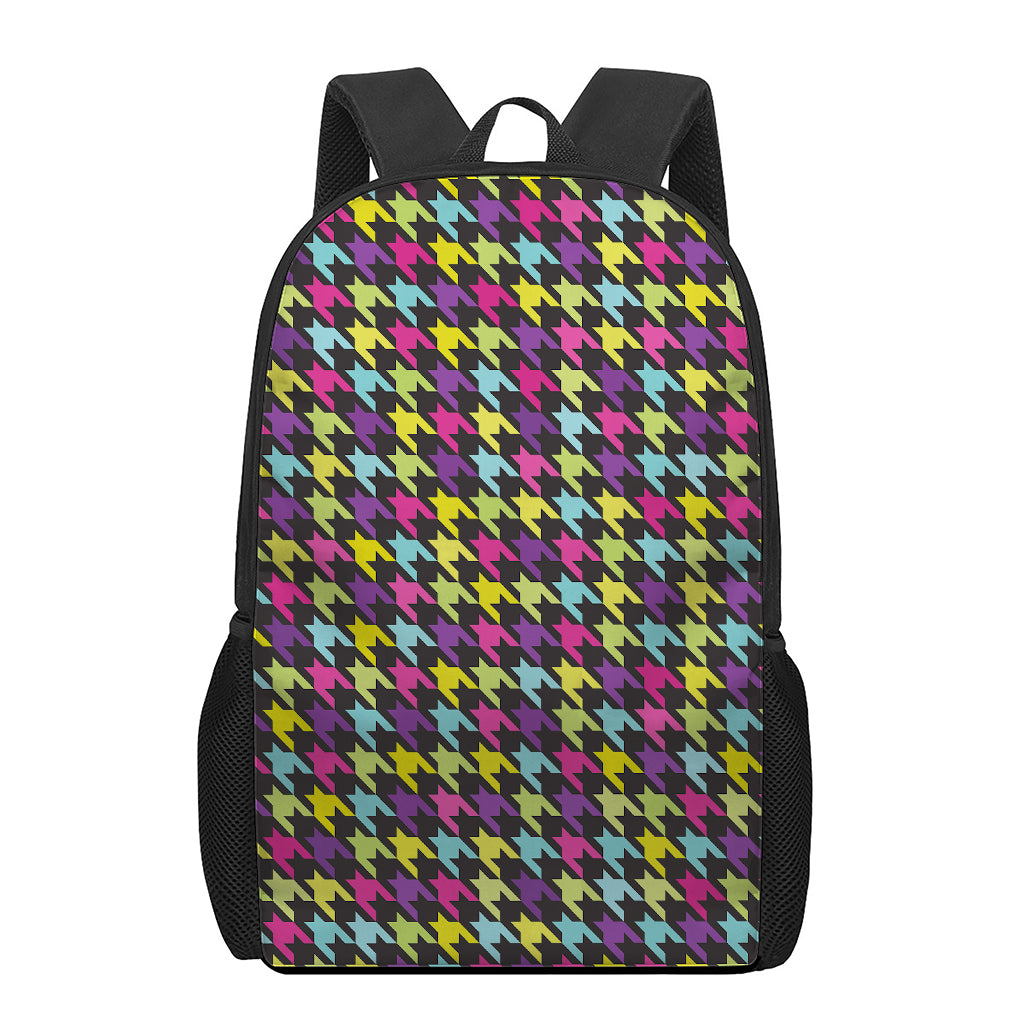Colorful Houndstooth Pattern Print 17 Inch Backpack