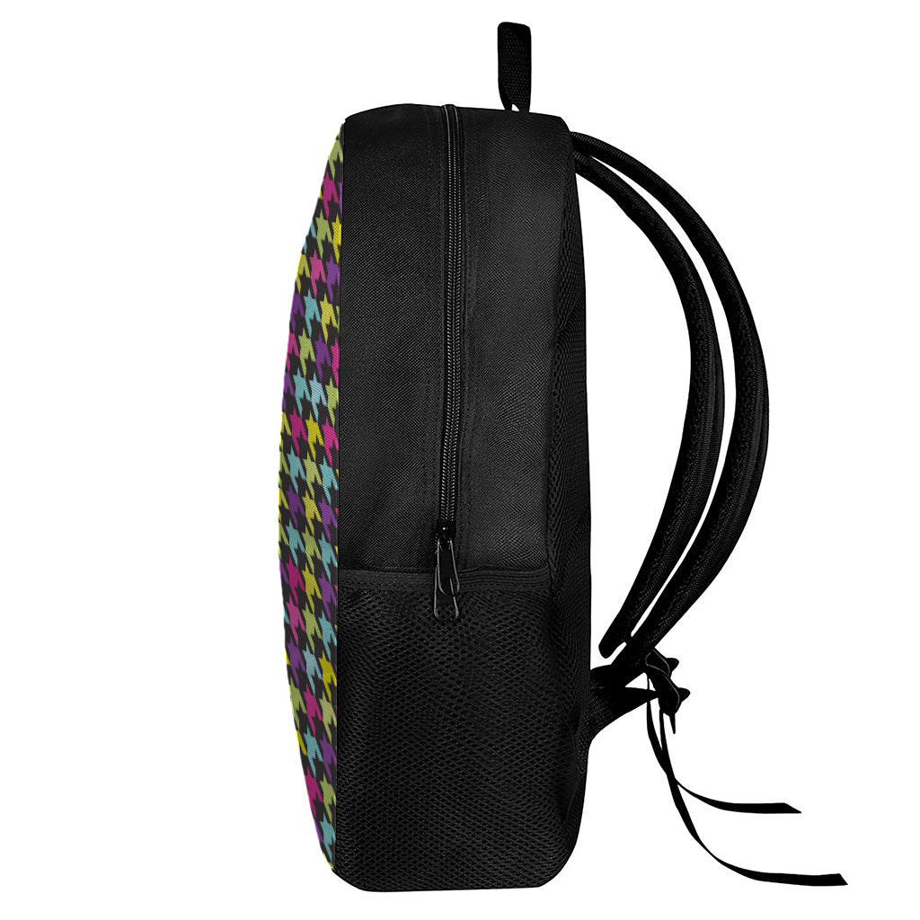 Colorful Houndstooth Pattern Print 17 Inch Backpack