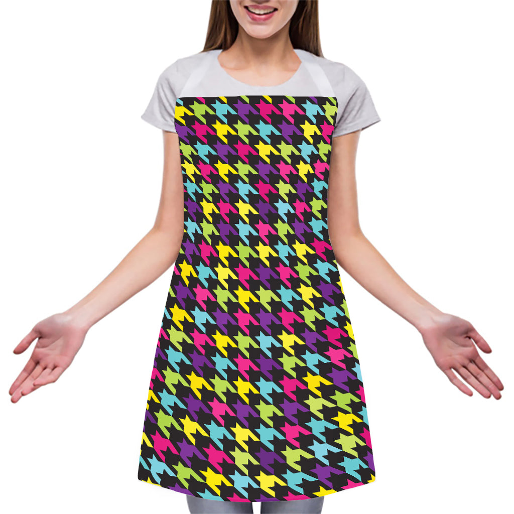 Colorful Houndstooth Pattern Print Adjustable Apron
