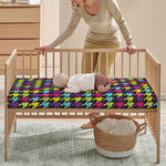 Colorful Houndstooth Pattern Print Baby Crib Sheet