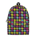 Colorful Houndstooth Pattern Print School Backpack