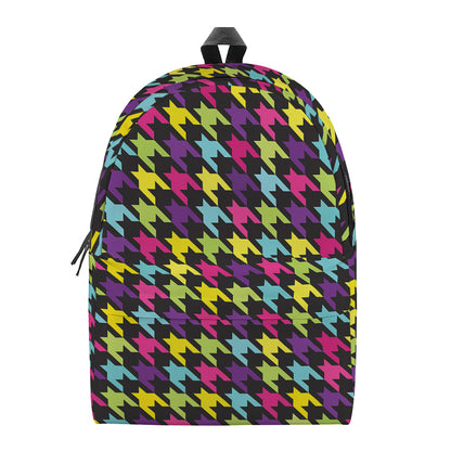 Colorful Houndstooth Pattern Print Backpack