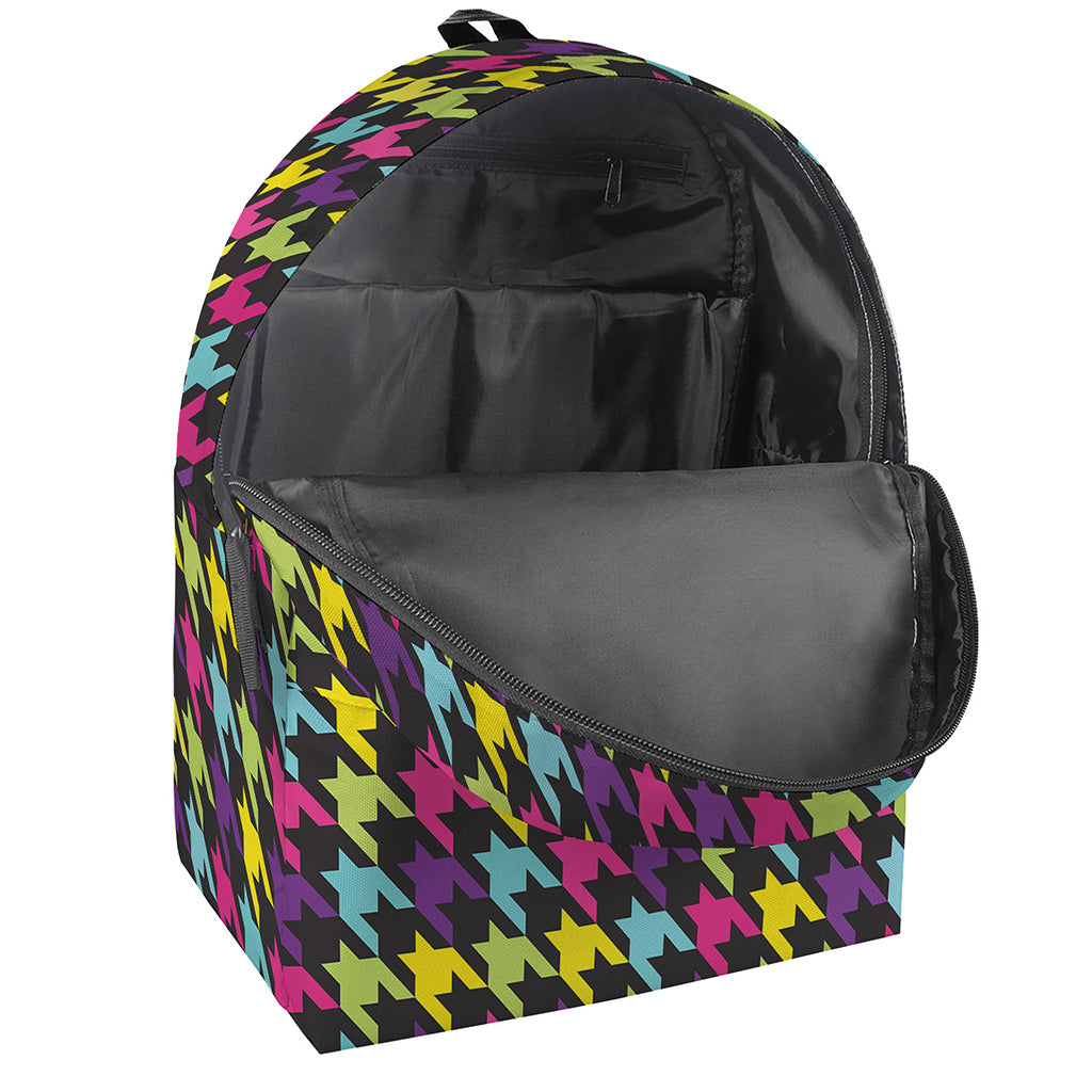 Colorful Houndstooth Pattern Print Backpack