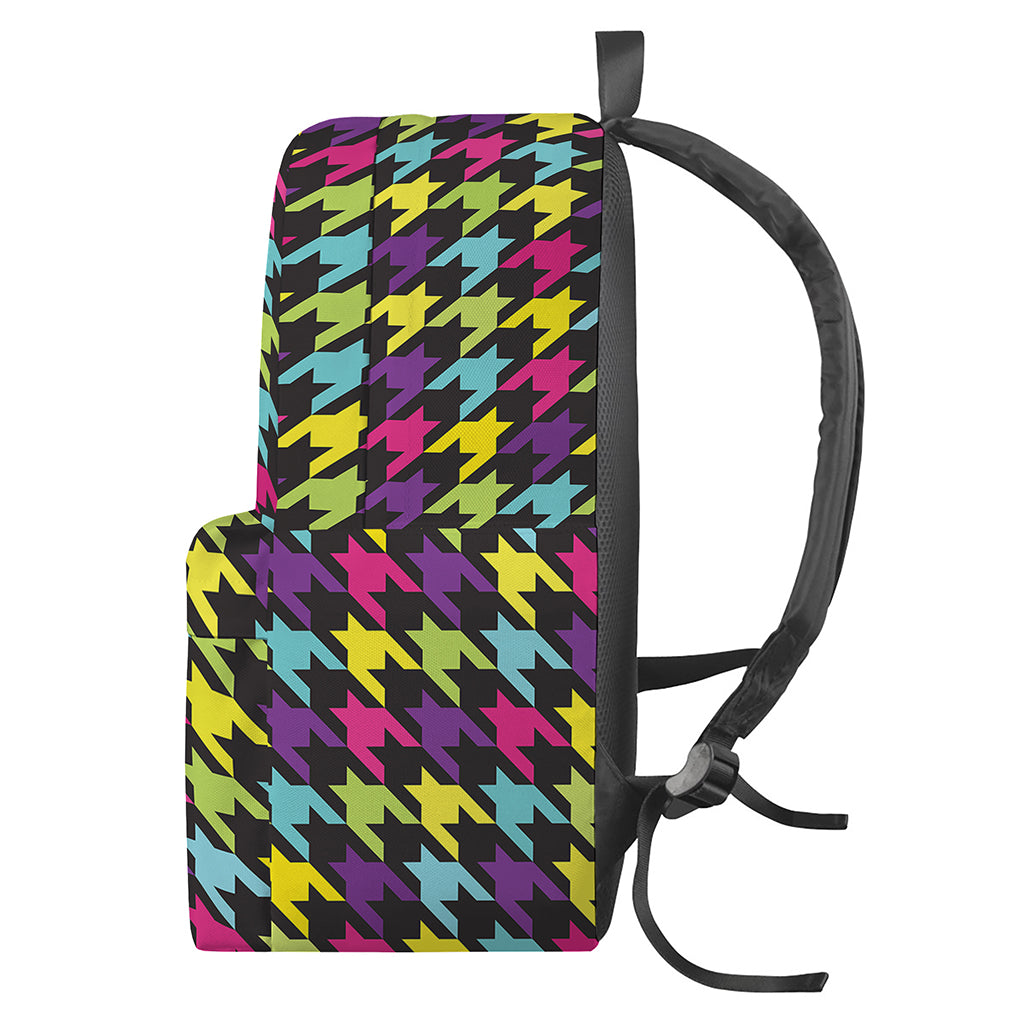 Colorful Houndstooth Pattern Print Backpack