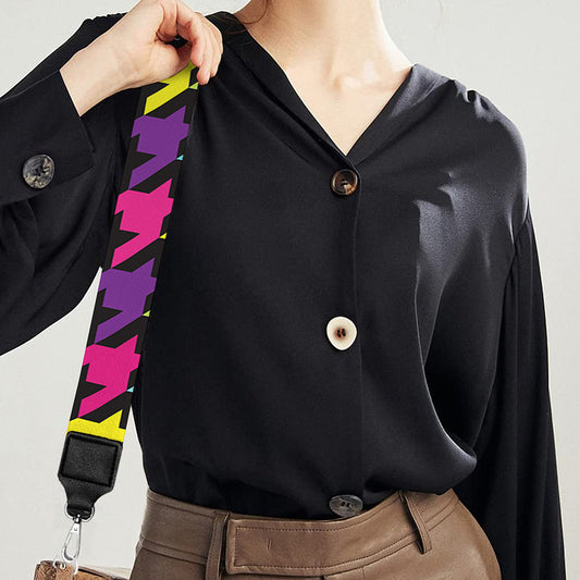 Colorful Houndstooth Pattern Print Bag Strap
