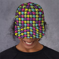 Colorful Houndstooth Pattern Print Baseball Cap