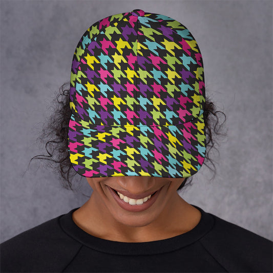 Colorful Houndstooth Pattern Print Baseball Cap