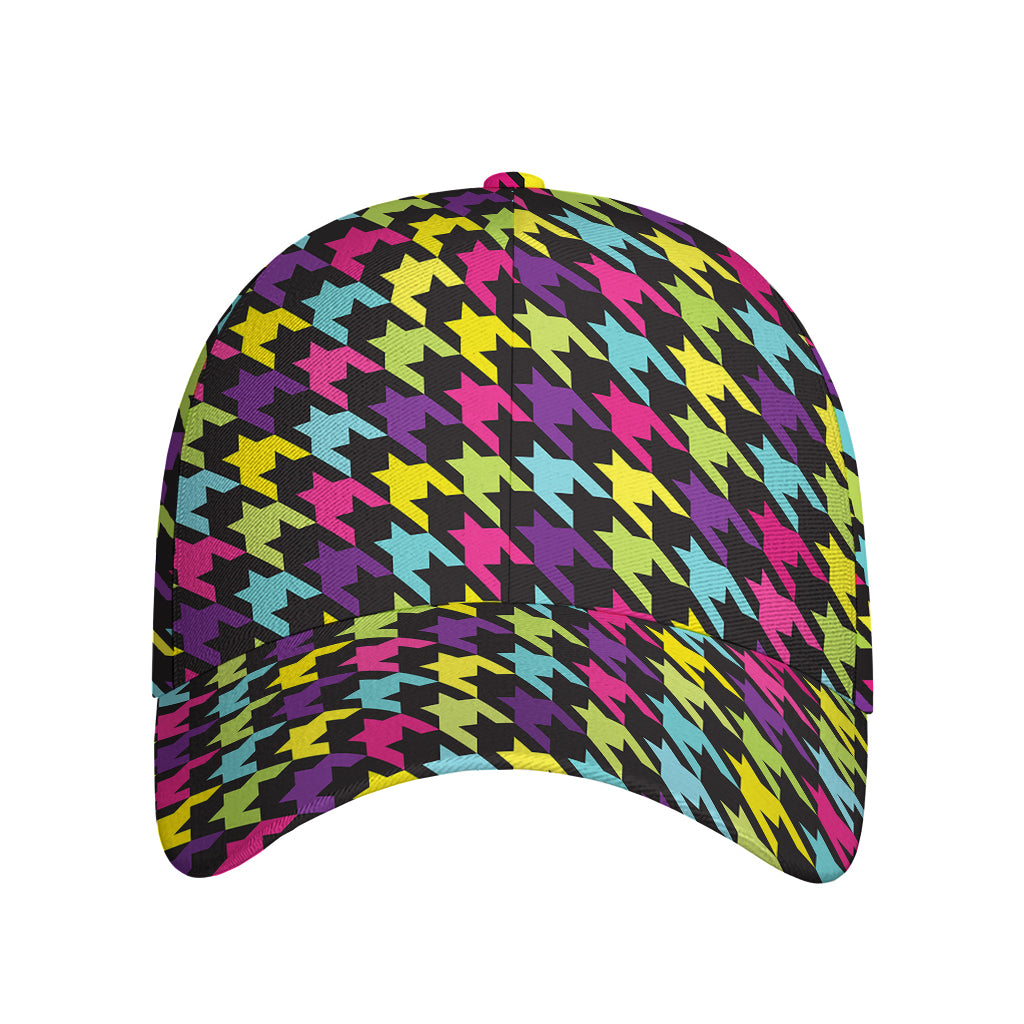 Colorful Houndstooth Pattern Print Baseball Cap