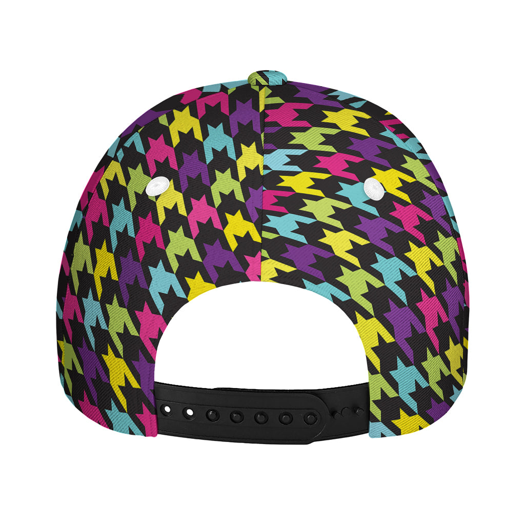 Colorful Houndstooth Pattern Print Baseball Cap
