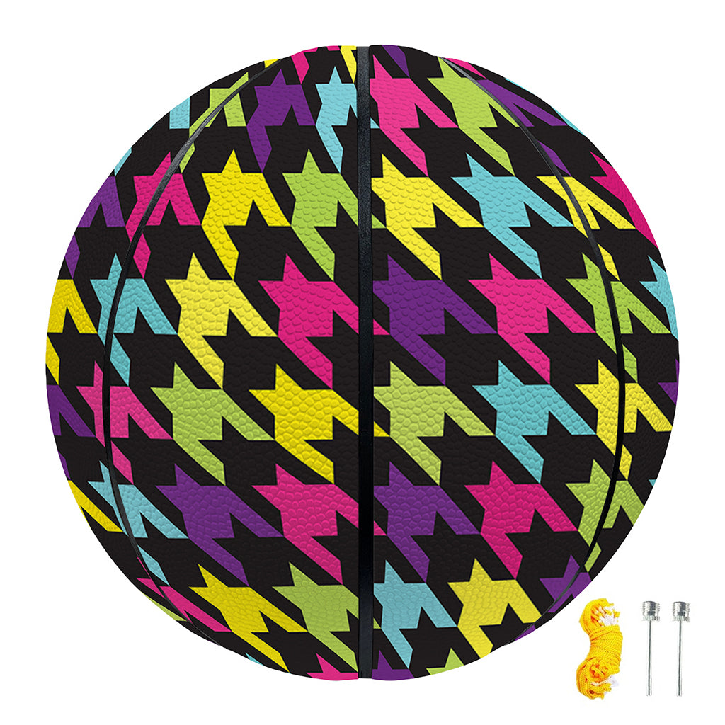 Colorful Houndstooth Pattern Print Basketball