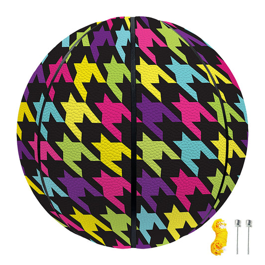 Colorful Houndstooth Pattern Print Basketball