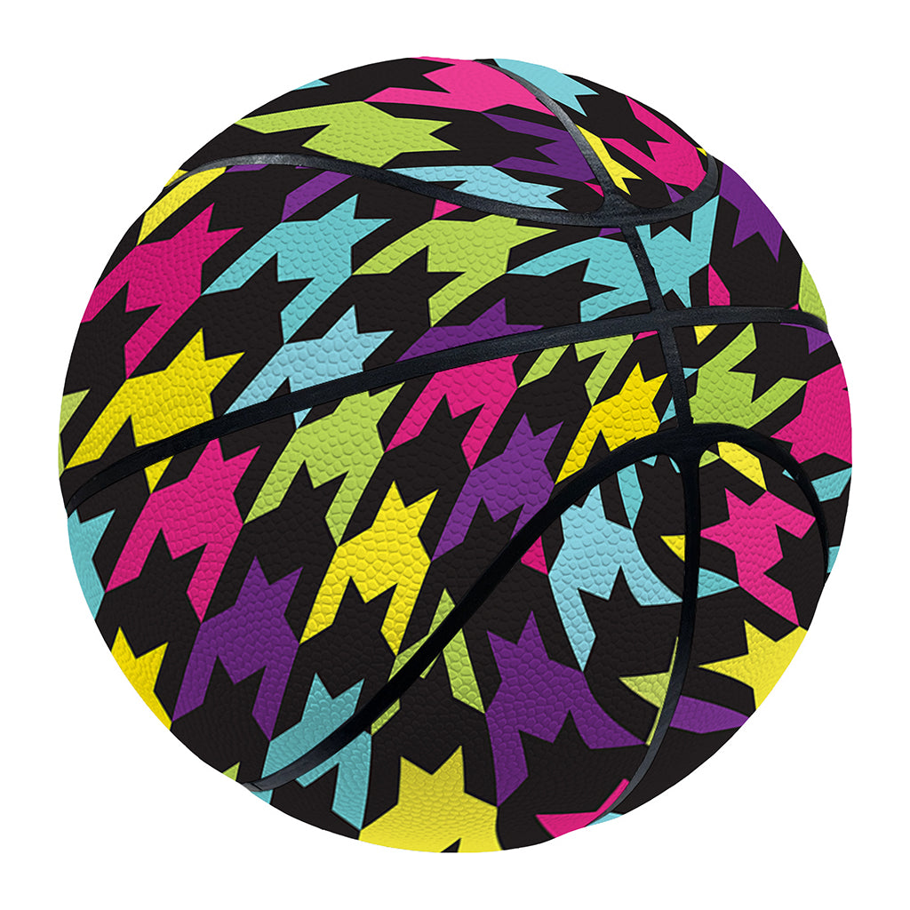 Colorful Houndstooth Pattern Print Basketball