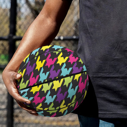 Colorful Houndstooth Pattern Print Basketball