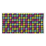 Colorful Houndstooth Pattern Print Beach Towel